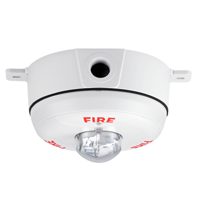 System sensor SCWK SpectrAlert Advance SCWK is a white, outdoor ceiling-mount strobe with selectable strobe settings of 15, 15/75, 30, 75, 95, 110 and 115 cd. Outdoor back box included.