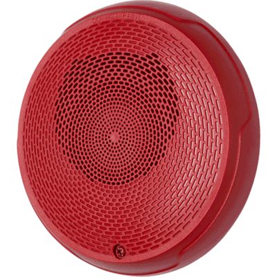System sensor SPCRL L-Series, red, ceiling-mountable, high fidelity, speaker.