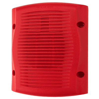 System sensor SPRK-R The SpectrAlert Advance SPRK-R (replacement model) is a red, outdoor, wall-mount speaker.  Offers mounting plate only, no back box included.