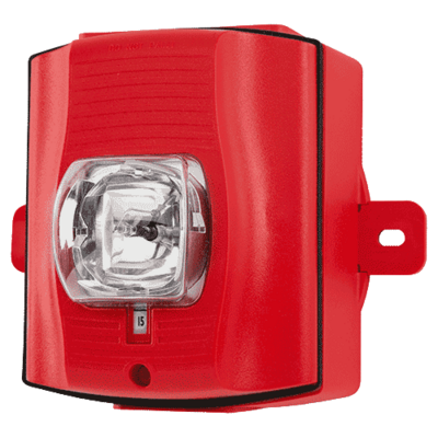 System sensor SRK-P The SpectrAlert Advance SRK-P is an unmarked, red, wall-mount outdoor strobe with selectable strobe settings of 15, 15/75, 30, 75, 95, 110 and 115 cd.  Outdoor back box included.