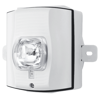 System sensor SWK-P The SpectrAlert Advance SWK-P is an unmarked, white, outdoor strobe with selectable strobe settings of 15, 15/75, 30, 75, 95, 110 and 115 cd.  Outdoor back box included.